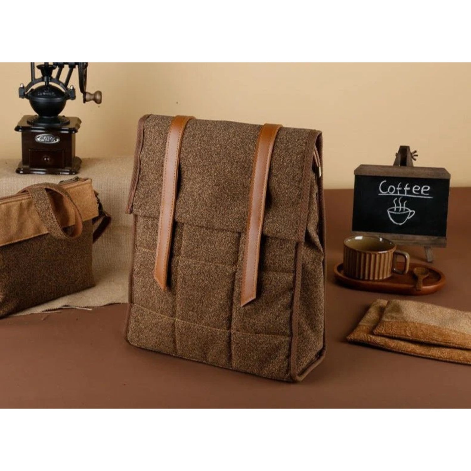 Lightweight Backpack in Coffee Ground Fabric - Thestillmoving.com
