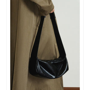 Minimalist Black Crescent Crossbody in Soft Vegan Leather for City Walks Crossbody Bag - Thestillmoving.com