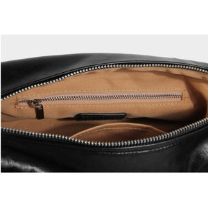 Minimalist Black Crescent Crossbody in Soft Vegan Leather for City Walks Crossbody Bag - Thestillmoving.com