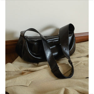 Minimalist Black Crescent Crossbody in Soft Vegan Leather for City Walks Crossbody Bag - Thestillmoving.com