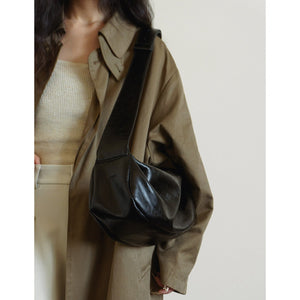 Minimalist Black Crescent Crossbody in Soft Vegan Leather for City Walks Crossbody Bag - Thestillmoving.com