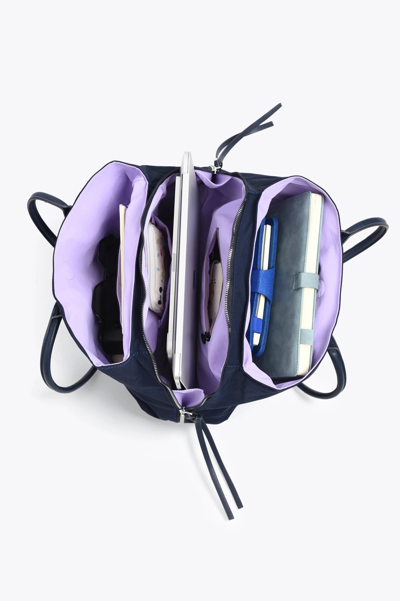 Stylish Organized Everyday Tote (Navy&Purple) - Thestillmoving.com