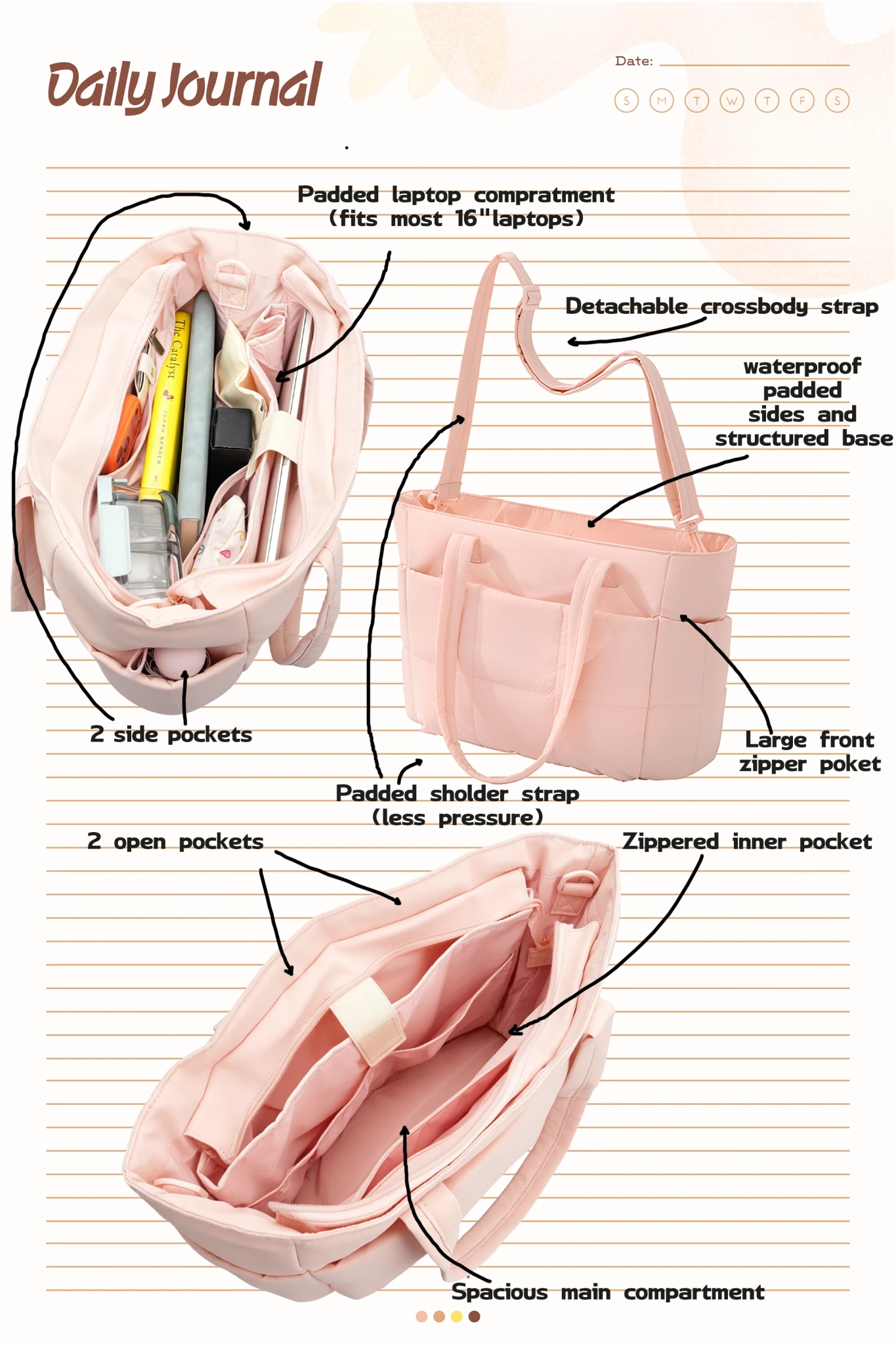 Cloud Convertible Crossbody Tote (Pink) - Thestillmoving.com