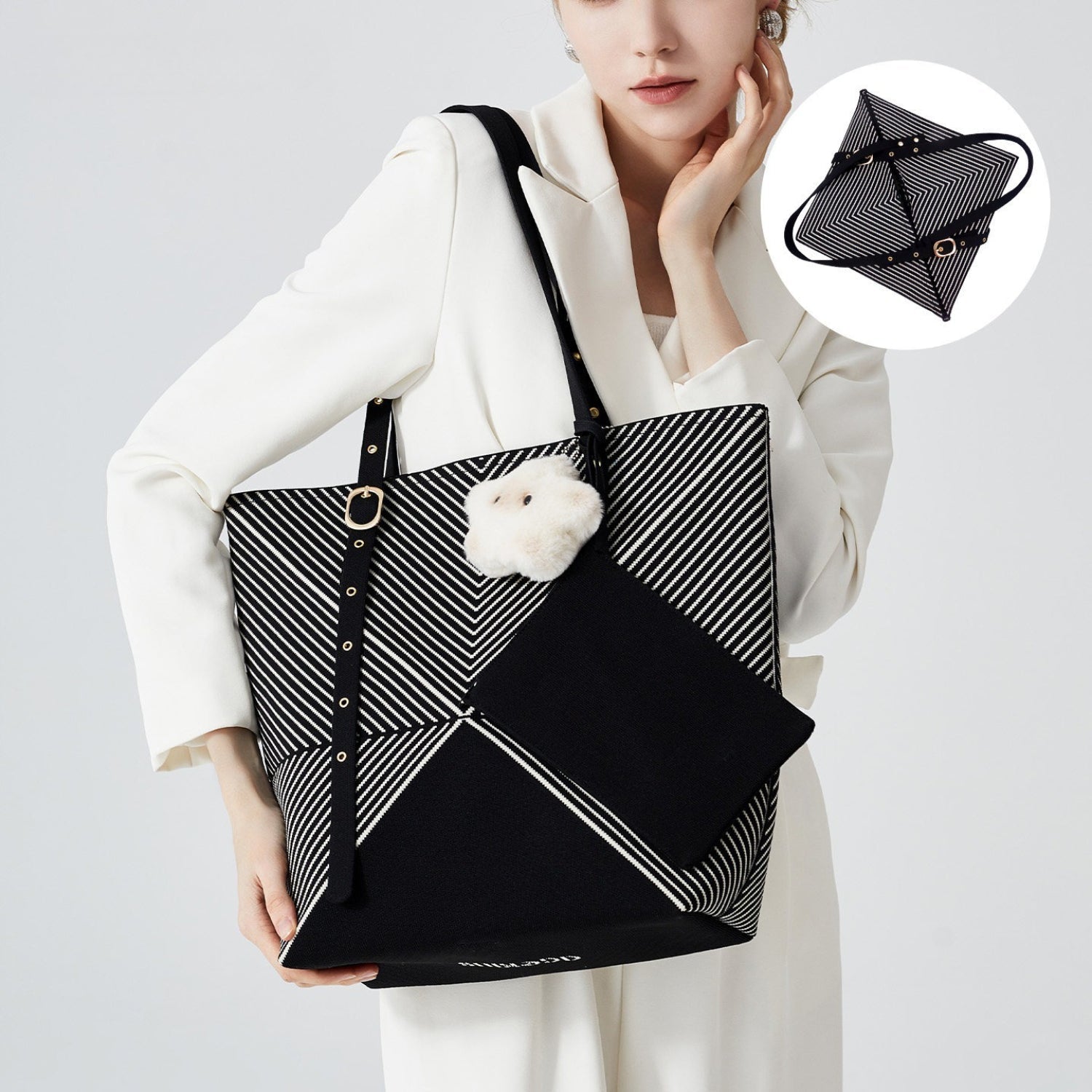 Foldable Tote in Woven Texture Lightweight Carry Bag - Thestillmoving.com