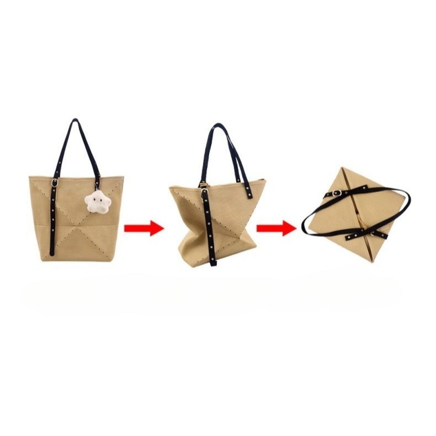 Foldable Tote in Woven Texture Lightweight Carry Bag - Thestillmoving.com