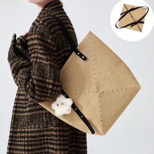 Foldable Tote in Woven Texture Lightweight Carry Bag - Thestillmoving.com