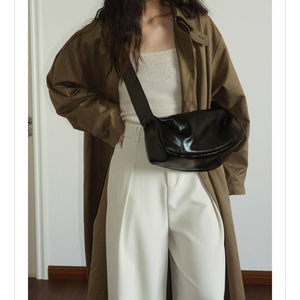 Minimalist Black Crescent Crossbody in Soft Vegan Leather for City Walks Crossbody Bag - Thestillmoving.com