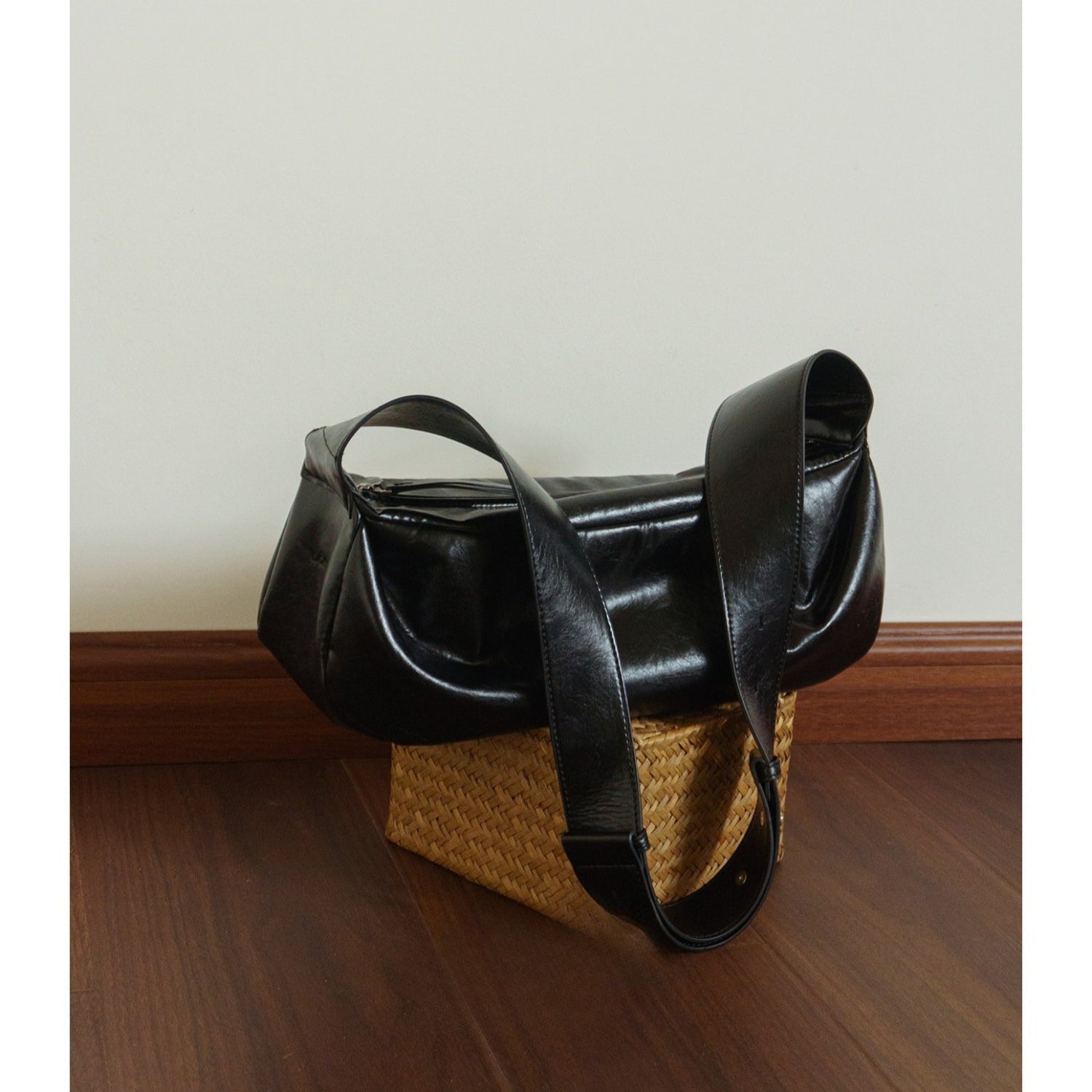 Minimalist Black Crescent Crossbody in Soft Vegan Leather for City Walks Crossbody Bag - Thestillmoving.com