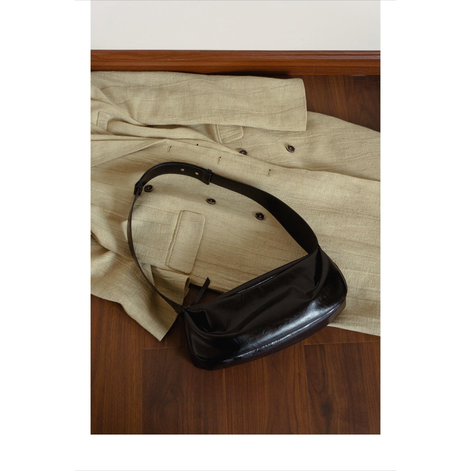 Minimalist Black Crescent Crossbody in Soft Vegan Leather for City Walks Crossbody Bag - Thestillmoving.com