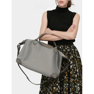 Minimalist Leather - Trimmed Day Tote for Quiet Carry Travel and City Days - Thestillmoving.com