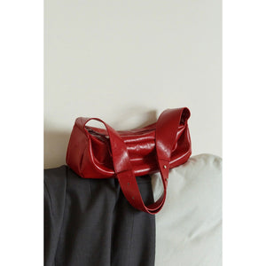 Minimalist Red PU Leather Crossbody with Soft Silhouette Everyday Crossbody Bag - Thestillmoving.com