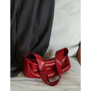 Minimalist Red PU Leather Crossbody with Soft Silhouette Everyday Crossbody Bag - Thestillmoving.com