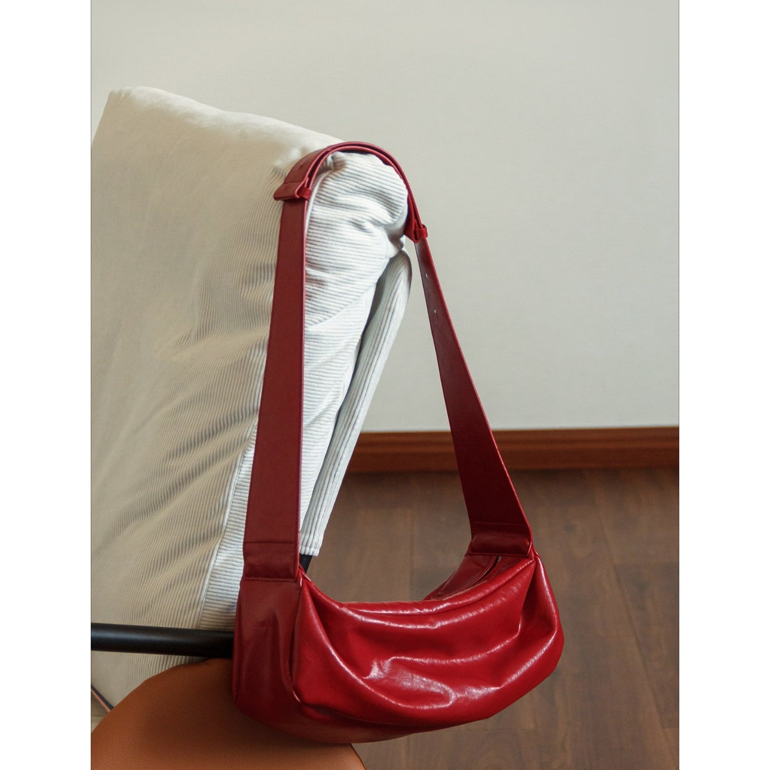 Minimalist Red PU Leather Crossbody with Soft Silhouette Everyday Crossbody Bag - Thestillmoving.com