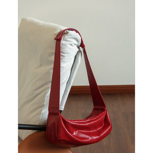 Minimalist Red PU Leather Crossbody with Soft Silhouette Everyday Crossbody Bag - Thestillmoving.com