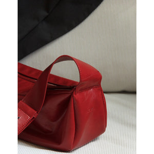 Minimalist Red PU Leather Crossbody with Soft Silhouette Everyday Crossbody Bag - Thestillmoving.com