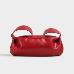 Minimalist Red PU Leather Crossbody with Soft Silhouette Everyday Crossbody Bag - Thestillmoving.com
