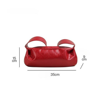 Minimalist Red PU Leather Crossbody with Soft Silhouette Everyday Crossbody Bag - Thestillmoving.com