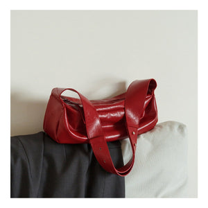 Minimalist Red PU Leather Crossbody with Soft Silhouette Everyday Crossbody Bag - Thestillmoving.com