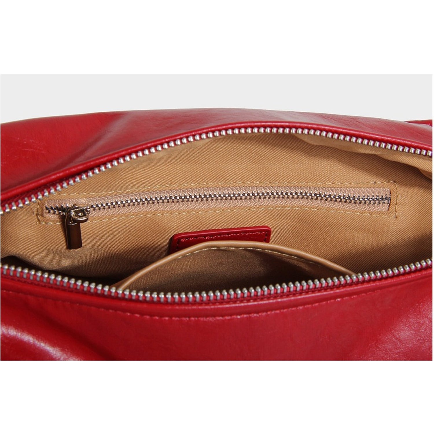 Minimalist Red PU Leather Crossbody with Soft Silhouette Everyday Crossbody Bag - Thestillmoving.com