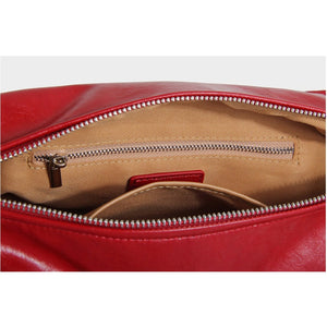 Minimalist Red PU Leather Crossbody with Soft Silhouette Everyday Crossbody Bag - Thestillmoving.com