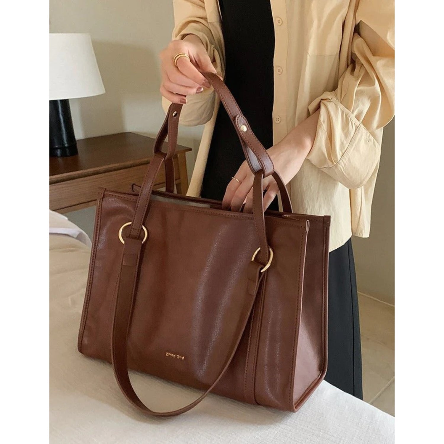 Spacious Structured Canvas Day Tote - Thestillmoving.com