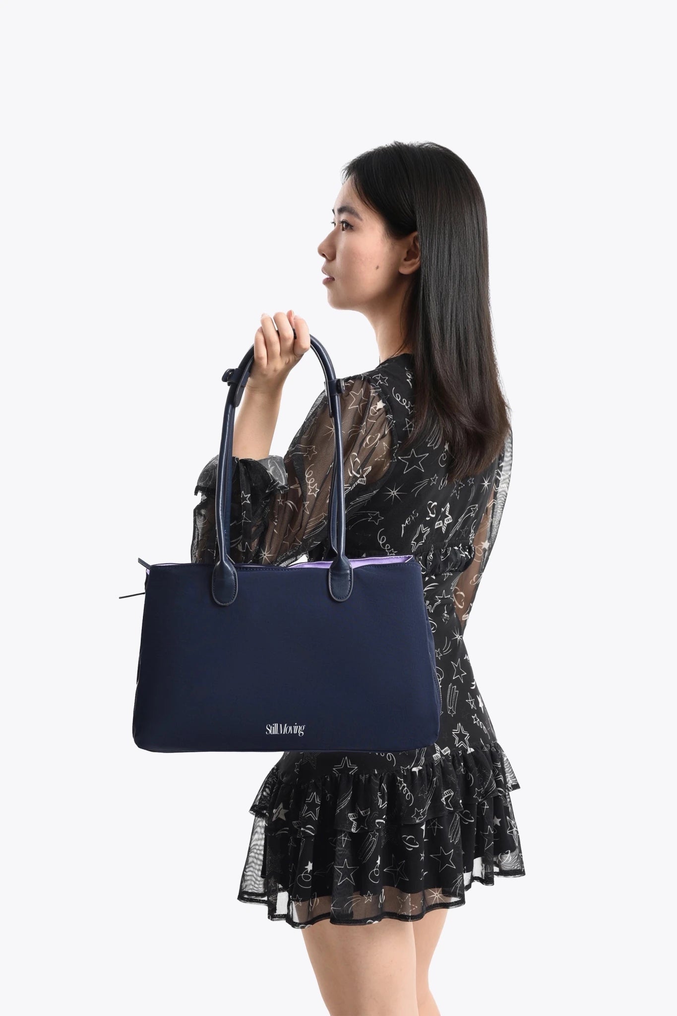 Stylish Organized Everyday Tote (Navy&Purple) - Thestillmoving.com